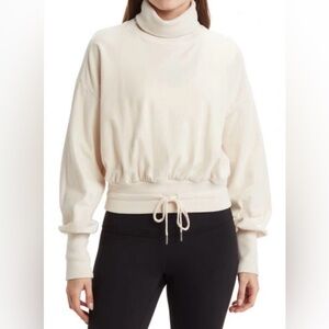 Sweaty Betty Melody Luxe Fleece Cream Turtleneck Sweatshirt